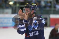 DEL - Eishockey - Saison 2018/2019 - ERC Ingolstadt - Iserlohn Roosters - Darin Olver (#40 ERCI) bedankt sich bei den Fans - jubel - Foto: Meyer Jürgen