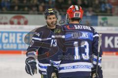 DEL - Eishockey - Saison 2018/2019 - ERC Ingolstadt - Iserlohn Roosters - Darin Olver (#40 ERCI) im Gespräch mit Mike Collins (#13 ERCI) - Foto: Meyer Jürgen