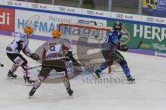 DEL - Eishockey - Saison 2019/20 - ERC Ingolstadt - Fishtown Pinguins - Kris Foucault (#81 ERCI) trifft zum 4:3 Endstand - jubel - Tomas Pöpperle Torwart (#42 Bremerhaven) - Jan Urbas (#9 Bremerhaven) - Foto: Jürgen Meyer