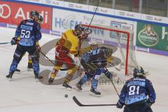 DEL - Eishockey - Saison 2019/20 - ERC Ingolstadt - Düsseldorfer EG - Niederberger Mathias Torwart (#35 Düsseldorf) - Kris Foucault (#81 ERCI) - Brandon Mashinter (#53 ERCI) - Brett Olson (#16 ERCI) - Foto: Jürgen Meyer