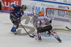 DEL - Eishockey - Saison 2019/20 - ERC Ingolstadt - Fishtown Pinguins - Kris Foucault (#81 ERCI) - Tomas Pöpperle Torwart (#42 Bremerhaven) - Foto: Jürgen Meyer