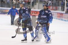 DEL - Eishockey - Saison 2019/20 - ERC Ingolstadt -  Adler Mannheim - Tim Wohlgemuth (#33 ERCI) - Jochen Reimer (#32Torwart ERCI) - nach dem Spiel - Enttäuschung - Foto: Jürgen Meyer