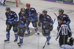 DEL - Eishockey - Saison 2019/20 - ERC Ingolstadt - Thomas Sabo Ice Tigers - Der 1:0 Führungstreffer durch Maury Edwards (#23 ERCI) - jubel - Kris Foucault (#81 ERCI) - Mike Collins (#13 ERCI) - Brett Olson (#16 ERCI) - Foto: Jürgen Meyer