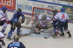 DEL - Eishockey - Saison 2019/20 - ERC Ingolstadt -  Adler Mannheim - Kris Foucault (#81 ERCI) - Dennis Endras Torwart (#44 Mannheim) - Foto: Jürgen Meyer