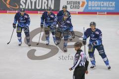 DEL - Eishockey - Saison 2019/20 - ERC Ingolstadt - Krefeld Pinguine - Der 1:0 Führungstreffer durch Hans Detsch (#89 ERCI) jubel - Tim Wohlgemuth (#33 ERCI) - Fabio Wagner (#5 ERCI) - Brandon Mashinter (#53 ERCI) - Foto: Jürgen Meyer