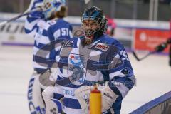 DEL - Eishockey - Saison 2019/20 - ERC Ingolstadt - Fishtown Pinguins - Jochen Reimer (#32Torwart ERCI) beim warm machen - Foto: Jürgen Meyer