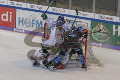 DEL - Eishockey - Saison 2019/20 - ERC Ingolstadt - Augsburger Panther - Markus Keller Torwart (35 Augsburg) - Kris Foucault (#81 ERCI) - Foto: Jürgen Meyer