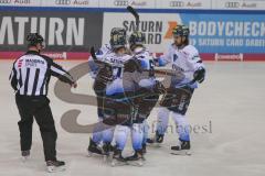 DEL - Eishockey - Saison 2019/20 - ERC Ingolstadt - Iserlohn Roosters - Colton Jobke (#7 ERCI) trifft zum 1:0 Führungstreffer - jubel - Foto: Jürgen Meyer