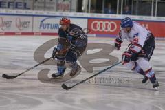 DEL - Eishockey - Saison 2019/20 - ERC Ingolstadt -  Adler Mannheim - Brett Olson (#16 ERCI) - Denis Reul (#29 Mannheim) - Foto: Jürgen Meyer