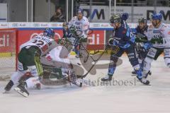 DEL - Eishockey - Saison 2019/20 - ERC Ingolstadt - Augsburger Panther - Hans Detsch (#89 ERCI) - Markus Keller Torwart (35 Augsburg) - Scott Valentine (#22 Augsburg) - Foto: Jürgen Meyer
