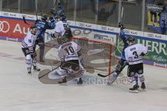 DEL - Eishockey - Saison 2019/20 - ERC Ingolstadt -  Kölner Haie - Der 1:0 Führungstreffer durch Brett Olson (#16 ERCI) - Gustaf Wesslau (Torwart #29 Köln) - jubel -Foto: Jürgen Meyer