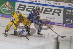 DEL - Eishockey - Saison 2019/20 - ERC Ingolstadt - Krefeld Pinguine - Brett Olson (#16 ERCI) - Torsten Ankert (#13 Krefeld) -  - Foto: Jürgen Meyer