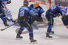 DEL - Eishockey - Saison 2020/21 - ERC Ingolstadt - Schwenninger Wild Wings - Der 0:1 Führungstreffer durch Alexander Weiss (#43 Schwenningen) - Michael Garteig Torwart (#34 ERCI) - Emil Quaas (#20 ERCI) - Foto: Jürgen Meyer