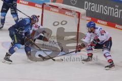 DEL - Eishockey - Saison 2020/21 - ERC Ingolstadt - Adler Mannheim - Frederik Storm (#9 ERCI) - Felix Brückmann Torwart (90 Mannheim) - Louis Brune (#50 Mannheim) - Foto: Jürgen Meyer