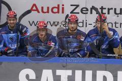 DEL - Eishockey - Saison 2020/21 - ERC Ingolstadt - Schwenninger Wild Wings - David Elsner (#61 ERCI) - Samuel Soramies (#28 ERCI) - Simon Schütz (#97 ERCI) - Foto: Jürgen Meyer