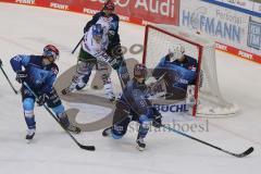 Vorbereitungsspiel - DEL - Eishockey - Saison 2020/21 - ERC Ingolstadt -  Augsburger Panther - Nicolas Daws Torwart (#35 ERCI) - Dennis Miller (#52 Augsburg) - Tim Wohlgemuth (#33 ERCI) - Simon Schütz (#97 ERCI) - Foto: Jürgen Meyer