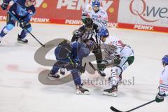 Vorbereitungsspiel - DEL - Eishockey - Saison 2020/21 - ERC Ingolstadt -  Augsburger Panther - Wojciech Stachowiak (#19 ERCI) beim Bully - Adam Payerl(#11 Augsburg) - Foto: Jürgen Meyer