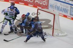 Vorbereitungsspiel - DEL - Eishockey - Saison 2020/21 - ERC Ingolstadt -  Augsburger Panther - Nicolas Daws Torwart (#35 ERCI) - Dennis Miller (#52 Augsburg) - Tim Wohlgemuth (#33 ERCI) - Simon Schütz (#97 ERCI) - Foto: Jürgen Meyer