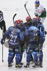 Vorbereitungsspiel - DEL - Eishockey - Saison 2020/21 - ERC Ingolstadt -  Augsburger Panther - jubel - Der 3:0 Führungstreffer durch Louis-Marc Aubry (#11 ERCI) - Garret Pruden (#27 ERCI) - Ben Marshall (#45 ERCI) - Foto: Jürgen Meyer