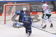Vorbereitungsspiel - DEL - Eishockey - Saison 2020/21 - ERC Ingolstadt -  Augsburger Panther - Nicolas Daws Torwart (#35 ERCI) - Colton Jobke (#7 ERCI) - Adam Payerl(#11 Augsburg) - Foto: Jürgen Meyer