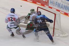Vorbereitungsspiel - DEL - Eishockey - Saison 2020/21 - ERC Ingolstadt -  Augsburger Panther - Justin Feser (#71 ERCI) - Markus Keller Torwart (#35 Augsburg) - Brady Lamb (#2 Augsburg) - Foto: Jürgen Meyer