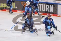 Vorbereitungsspiel - DEL - Eishockey - Saison 2020/21 - ERC Ingolstadt -  Augsburger Panther - Simon Schütz (#97 ERCI) - Fabio Wagner (#5 ERCI) beim warm machen - Foto: Jürgen Meyer