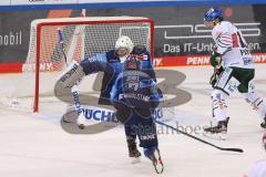 Vorbereitungsspiel - DEL - Eishockey - Saison 2020/21 - ERC Ingolstadt -  Augsburger Panther - Nicolas Daws Torwart (#35 ERCI) - Colton Jobke (#7 ERCI) - Adam Payerl(#11 Augsburg) - Foto: Jürgen Meyer