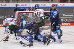 Vorbereitungsspiel - DEL - Eishockey - Saison 2020/21 - ERC Ingolstadt -  Augsburger Panther - Nicolas Daws Torwart (#35 ERCI) - Maximilian Eisenmenger (#41 Augsburg) - Alex Lambacher (#63 Augsburg) - Mirko Höfflin (#10 ERCI) - Foto: Jürgen Meyer