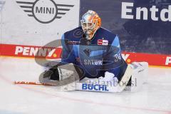 Vorbereitungsspiel - DEL - Eishockey - Saison 2020/21 - ERC Ingolstadt -  Augsburger Panther - Michael Garteig Torwart (ERCI) beim warm machen - Foto: Jürgen Meyer