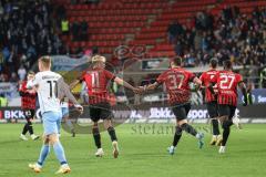 3. Liga; FC Ingolstadt 04 - TSV 1860 München; Tor Jubel Treffer Anschlusstreffer, Pascal Testroet (37, FCI) holt den Ball aus dem Tor Tobias Bech (11, FCI)