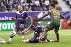 3. Liga; Erzgebirge Aue - FC Ingolstadt 04; Torchance verpasst Deniz Zeitler (38, FCI) Barylla Anthony (23 Aue) Stefaniak Marvin (34 Aue)