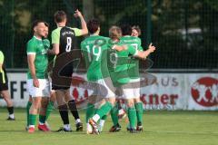 Kreisliga - Saison 2023/24 - Relegation zur BZL - FC Gerolfing - SVA Palzing -  Der 1:0 Führungstreffer durch Timo Kraus grün Gerolfing - jubel - Tor - Foto: Meyer Jürgen
