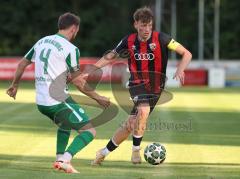 Landesliga - Freundschaftsspiel - Saison 2026/27 - SV Manching - FC Ingolstadt 04 II - Maximilian Eberwein (Nr.4 - SV Manching) - Justin Nottrodt (Nr.21 - FCI II) - Foto: Meyer Jürgen