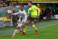 DFB Pokal - Saison 2021/2022 - Borussia Dortmund - FC Ingolstadt 04 - Fatih Kaya (#9 FCI) - Marin Pongracic (#34 Dortmund) - Foto: Stefan Bösl