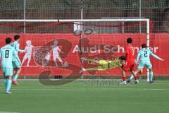 A-Junioren Bundesliga  - Saison 2023/24 - A-Junioren - FC Ingolstadt 04 - TSV 1860 München - Torwart  David Klein (Nr.22 - FC Ingolstadt 04 A-Jugend) - Reich Lukas blau #2 München - Foto: Meyer Jürgen