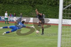 Kreisliga - FC Fatih Ingolstadt - FC Gerolfing - David Meier schwarz Fatih schiesst auf das leere Tor und Felix Winkelmeyr #8 weiss Gerolfing schlägt den Ball auf der Linie weg - - Marco Ernhofer Torwart Gerolfing - Foto: Jürgen Meyer