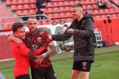 3. Liga - FC Bayern 2 - FC Ingolstadt 04 - Tor, 2:1 Jubel, Fatih Kaya (9, FCI) mit Hawkins Jaren (20 FCI) Filip Bilbija (35, FCI)