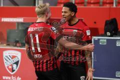 3. Liga; FC Ingolstadt 04 - Erzgebirge Aue; Tor Jubel Treffer Justin Butler (31, FCI) Tobias Bech (11, FCI)