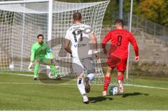 Bayernliga Süd - Saison 2021/2022 - FC Ingolstadt 04 II - TSV 1865 Dachau - Patrick Sussek (#9 FCI) - Stefan Vötter weiss Dachau - Maximilian Mayer Torwart Dachau - Foto: Meyer Jürgen