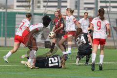 2. Bundesliga Frauen - Saison 2024/25 - FC Ingolstadt 04 Frauen - SC Freiburg II - Stefanie Reischmann (Nr.24 - FCI Frauen) - Pija Reininger (Nr.21 - FCI Frauen) - Maas Mia-Lena #4 Freiburg - XXXXX - Foto: Meyer Jürgen