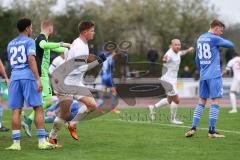 Toto Pokal; Halbfinale; FV Illertissen - FC Ingolstadt 04; Max Dittgen (10, FCI) Rückpass Vorlage für Sebastian Grönning (11, FCI) zum 0:1, Tor Jubel Treffer Torwart Felix Thiel (1 FVI) David Udogu (23 FVI) Maximilian Neuberger (38 FVI)