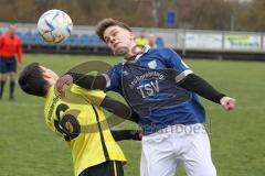 Kreisliga Saison 2022/2023 - TSV Großmehring - FC Hitzhofen  - Linus Pfaller gelb Hitzhofen - Leon Hirschinger blau Großmehring - Foto: Meyer Jürgen