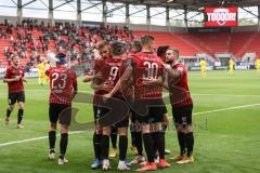 Relegation 1 - FC Ingolstadt 04 - VfL Osnabrück - Fatih Kaya (9, FCI) Tor 2:0 Jubel Stefan Kutschke (30, FCI) Filip Bilbija (35, FCI) Marc Stendera (10, FCI) Tobias Schröck (21, FCI)