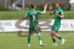 Landesliga - Saison 2024/25 - SV Manching - FC Kempten -  Der 1:0 Führungstreffer durch - Simon Berger (Nr.5 - SV Manching) - jubel - Foto: Meyer Jürgen