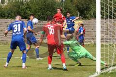 Bayernliga Nord - Saison 2023/2024 - FC Ingolstadt 04 - Würzburger FV 04 - Krupa Jeroen #11 rot FCI - Koop Andre Torwart Würzburg -  Foto: Meyer Jürgen
