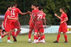 Kreisfreundschaftsspiel - Saison 2024/25 - Kreisfreundschaftsspiel - TSV Ober/Unterh.stadt - FC Fatih - Eron Dervisi (Nr.27 - FC Fatih) mit dem  Der 0:1 Führungstreffer-jubel  - Foto: Meyer Jürgen