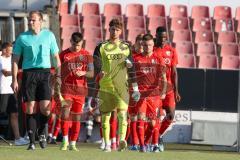 Bayernliga Süd - Saison 2022/2023 - FC Ingolstadt 04 -  TSV Dachau - Die Mannschaften betreten das Spielfeld - Torwart Dehler Maurice (Nr.22 - Fc Ingolstadt 04 II) - Foto: Meyer Jürgen