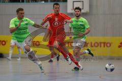 Lotto - Hallen - Bayerncup - Oberbayern -  Saison 2022/2023  - FC Fatih Ing - FC Penzberg - Finale - 1:0 - Maximilian Kalus rot Fatih - Marco Hiry grün Penzberg - Foto: Meyer Jürgen