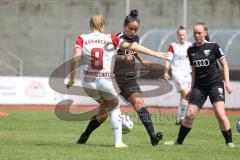 2. Fußball-Liga - Frauen - Saison 2022/2023 - FC Ingolstadt 04 - 1. FC Nürnberg - Samantha Stiglmair (Nr.27 - FCI Frauen) - Bogenschütz Kerstin weiss Nürnberg - Foto: Meyer Jürgen