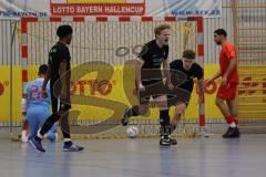 Lotto - Hallen - Bayerncup -  Saison 2022/2023 - FC Fatih Ingolstadt - SV Manching - Halbfinale -  Marco Ernhofer Torwart Fatih - Rainer Meisinger schiesst ein Tor - Jubel - Paris Soysal rot Fatih - Foto: Meyer Jürgen